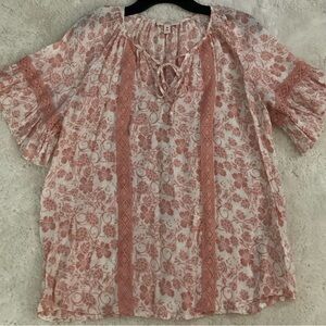 Como Vintage Ladies Blouse Blush Floral Size Medium Career Wear
